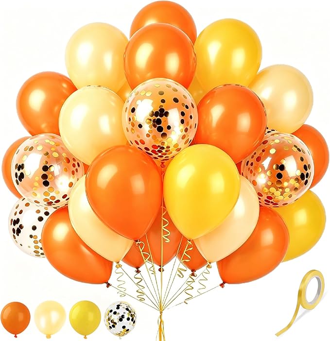 Light Yellow Balloons and Mustard Yellow Balloon, 60 Pcs 12 Inch Latex Balloons Gold Confetti Balloon with 1 Ribbon, Golden Balloon for Birthday Wedding Bridal Shower Party Decorations