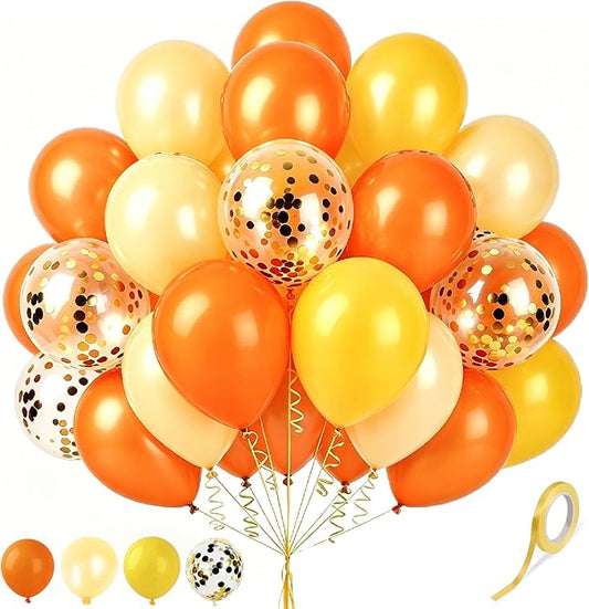 Light Yellow Balloons and Mustard Yellow Balloon, 60 Pcs 12 Inch Latex Balloons Gold Confetti Balloon with 1 Ribbon, Golden Balloon for Birthday Wedding Bridal Shower Party Decorations