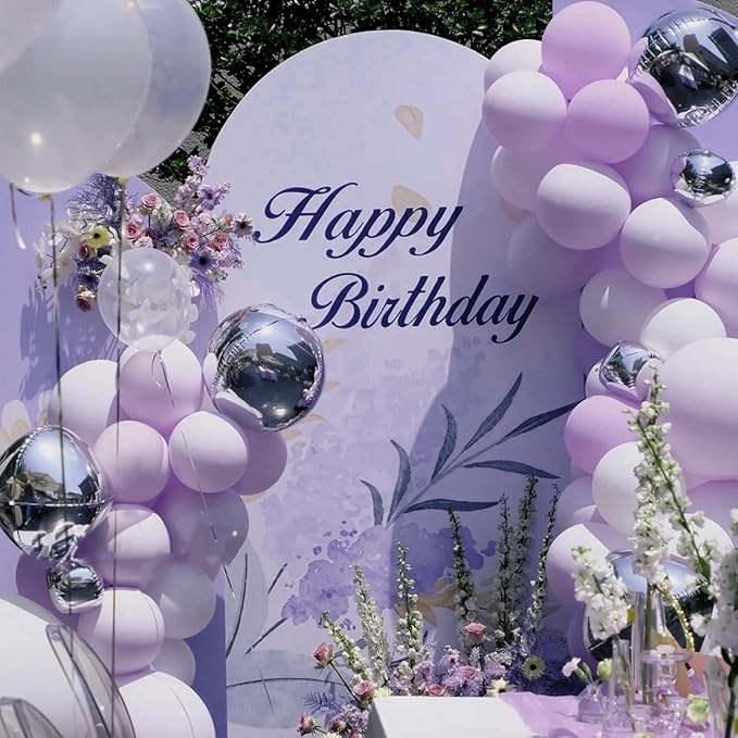 Voircoloria 105pcs Lilac Purple Balloons 12inch Party Latex Balloons for Birthday Graduation Baby Shower Anniversary New Year Holiday Party Decorations