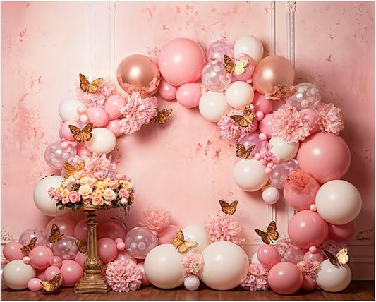 Kate 10x8ft Sweet 1st Birthday Backdrops for Photography Colorful Balloons Background Butterflies with Flowers Backgrounds Sweet Baby Birthday Party Decoration Studio Backdrop