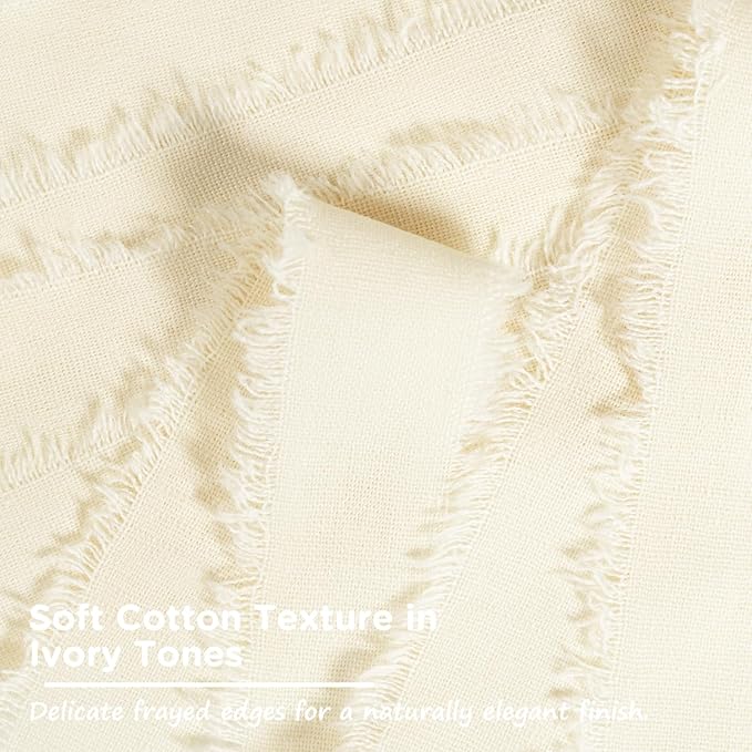 Ivory Cotton Ribbon 1 Inch Ivory 3 Rolls 21 Yards Frayed Edge Fabric Set for Wedding Invitations, Bridal Shower, Anniversary Celebration, Elegant Event Decor & Gift Wrapping