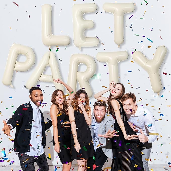 Giant Alphabet P Foil Name Balloons, Cream Ivory White Inflatable Word Balloons P Letters Birthday Decor, 40 Inch Mylar Beige A-Z Custom Letter Balloons for Girls Baby Shower Party Decoration Supplies