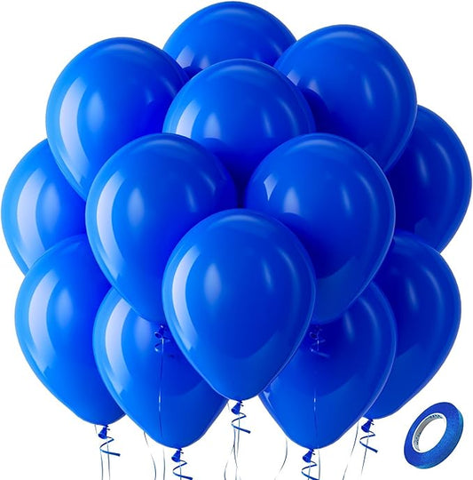 Bezente Royal Blue Latex Party Balloons - 100 Pack 12 inch Round Helium Blue Balloons for Birthday Graduation Baseball Nautical Retirement Bachelorette Patriotic Party Decorations