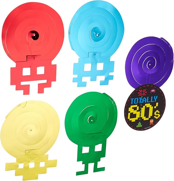 Beistle 80's Whirls, 34" - 40", Multicolor (5/Pkg)