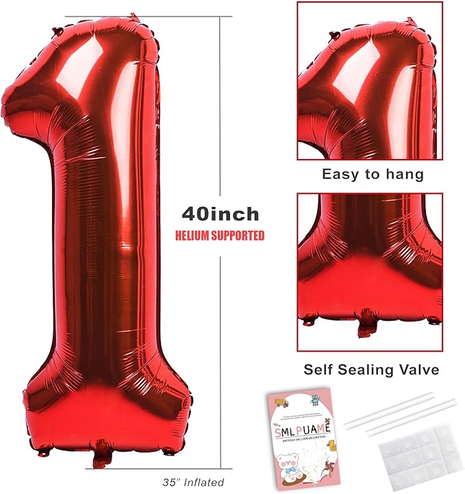 40 inch Number Balloon 0-9 Red Large Number 9 Balloons,Digital Balloons for Birthday Party Celebration Decorations Supplies, Helium Foil Number Balloons for Wedding Anniversary