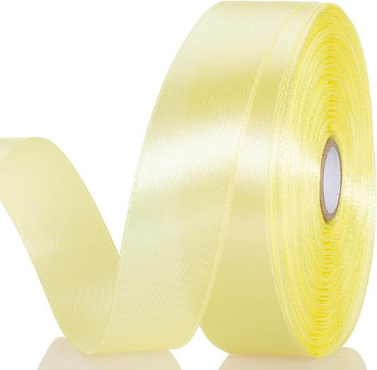 YASEO 1 Inch Baby Maize Solid Satin Ribbon, 50 Yards Craft Fabric Ribbon for Gift Wrapping Floral Bouquets Wedding Party Decoration