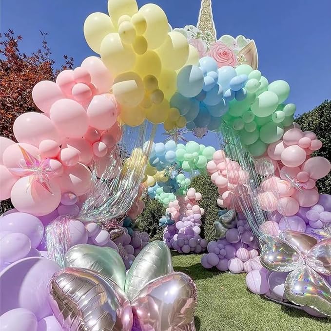 MEBAY Pastel Balloon Garland Arch Kit, 146Pcs Macaron Pink Blue Green Yellow Latex Balloons Different Sizes 18 12 10 5 Inch for Gender Reveal Baby Shower Wedding Birthday Party Decoration