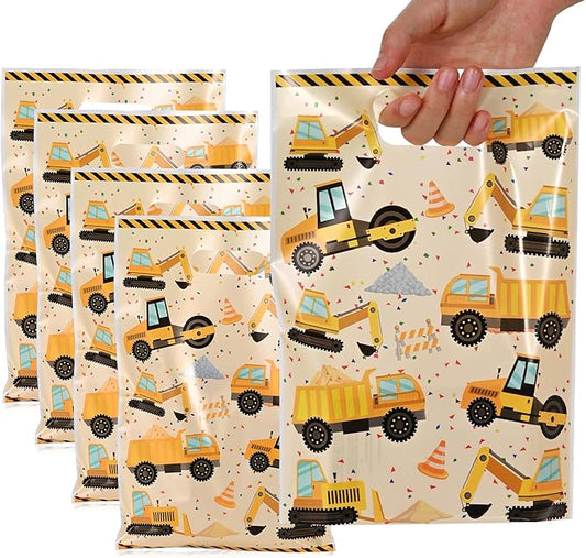 HappFestiv 50 Pcs Construction Party Favor Bags, Construction Vehicle Plastic Treat Bags, Engineering Vehicle Gift Bags, Truck Themed Birthday Themed Party Supplies for Boys