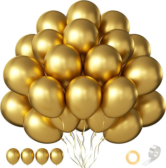 Gold Balloons 60 PCS Metallic Gold Balloons 12 Inch Gold Metallic Balloons for Balloon Garland Balloon Arch as Birthday Party Baby Shower Bridal Shower Christmas Party Decorations