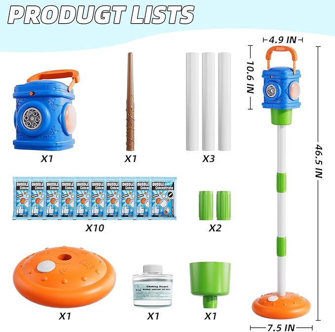 2-in-1 Remote Street Lamp Bubble Machine for Kids 3-6 4-8 Years Old Summer Outdoor Bubble Maker Toys with Lights for Boys and Girls 3 4 5 6 7 8+ Birthday Wedding Party Gifts