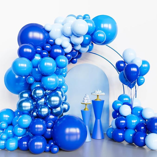 Lukiituke Blue Balloon Arch Kit, 134Pcs Royal Blue Party Balloons, 4 Sizes Blue Latex Balloons for Baby Shower,Birthday,Baseball Party Decorations