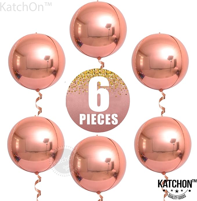 KatchOn, Rose Gold Balloons - 22 Inch, Pack of 6 | Rose Gold Foil Balloons for Bridal Shower Decorations | Mylar Balloon for Bachelorette, Anniversary, Birthday Party, Graduation Decorations 2026