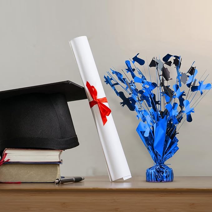 Jetec 3 Pcs Graduation Table Centerpieces Graduation Table Decoration Glitter Foil Graduate Centerpieces for 2026 Grad Party Graduation Certificates(Blue)