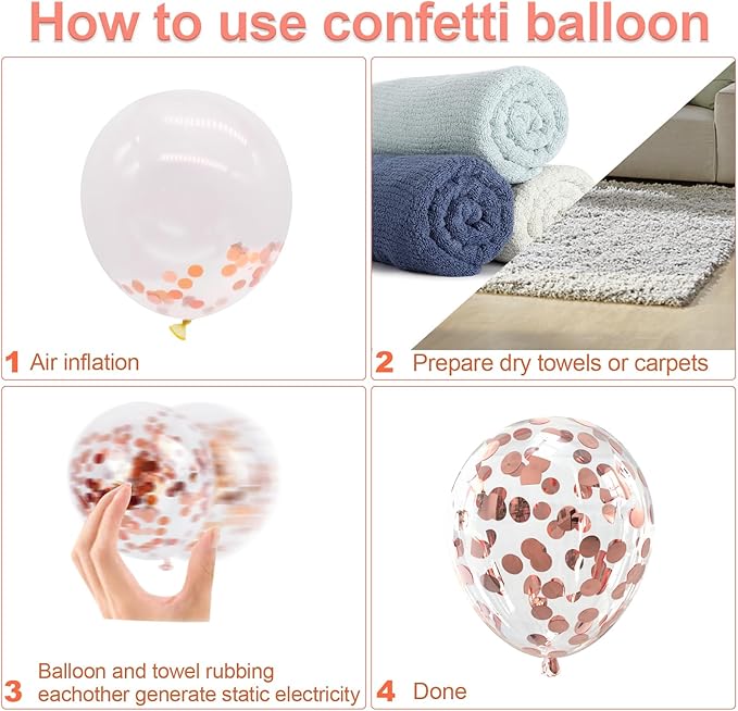 Bezente Rose Gold Confetti Latex Balloons - 60 Pack 12 inch Helium Rose Gold Confetti Balloons for Wedding Birthday Anniversary Bridal Shower Party Decorations