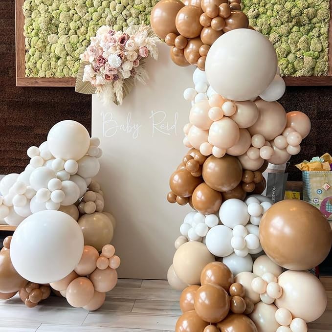 120pcs Nude Balloons, 18 12 10 5 inch Different Sizes Boho Neutral Balloon Arch Kit for Wedding Baby Shower Birthday Party Decorations