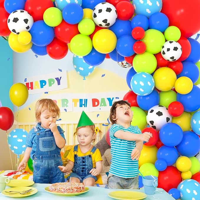 Red Yellow Blue Green Balloon Garland Arch Kit - Cow Print Balloon Blue Yellow Green Balloon Birthday Party Balloons for Kid Girl Boy Birthday Baby Shower Graduation Party Decorations