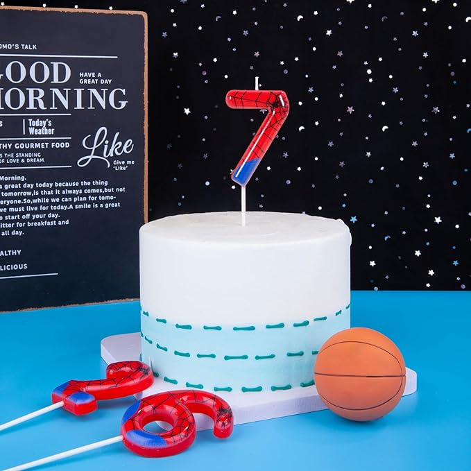 PHD CAKE 2.76 Inch Number 7 Spider Birthday Candles, Spider Cartoon Themed Number Candles, Cake Number Candles, Party Celebration