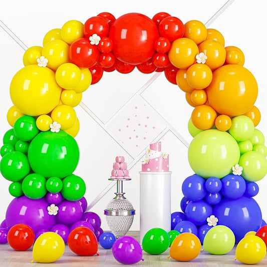 Voircoloria 98pack Rainbow Balloons Different Size 18/12/10/5 Inch Rainbow Colorful Balloon Garland Arch Kit for Graduation, Wedding, Birthday, New Year, Anniversary Party Decorations