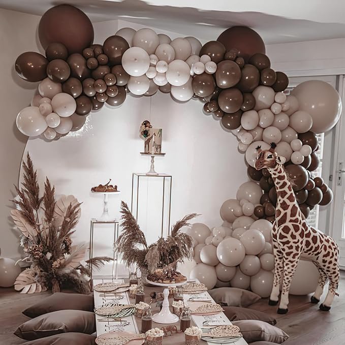 PartyWoo Dark Brown Balloons 155pcs Different Sizes of 18 12 10 5 Inch Boho Coffee Neutral Fall Balloon Arch Kit for Bachelorette Baby Shower Anniversary Birthday Party Decorations Brown-F20