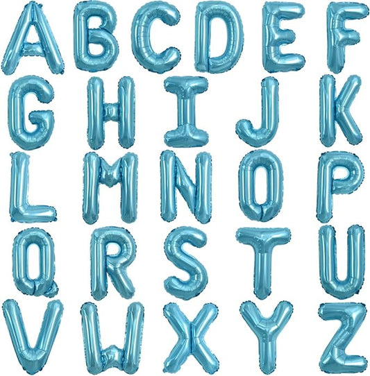 TONIFUL 52 Pieces 16 Inch Light Blue Letter A-Z Balloons,Custom Phrase Mylar Foil Alphabet Letter DIY Personalized Phrase Banner for Birthday Anniversary Celebration Graduation Party Supplies Decor