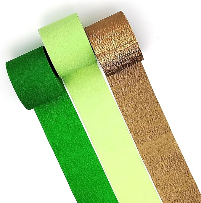 Green and Gold Crepe Paper Streamers Party Streamers Decorations,St. Patrick's Day Decorations,1.7 in x 82 ft,6 Rolls