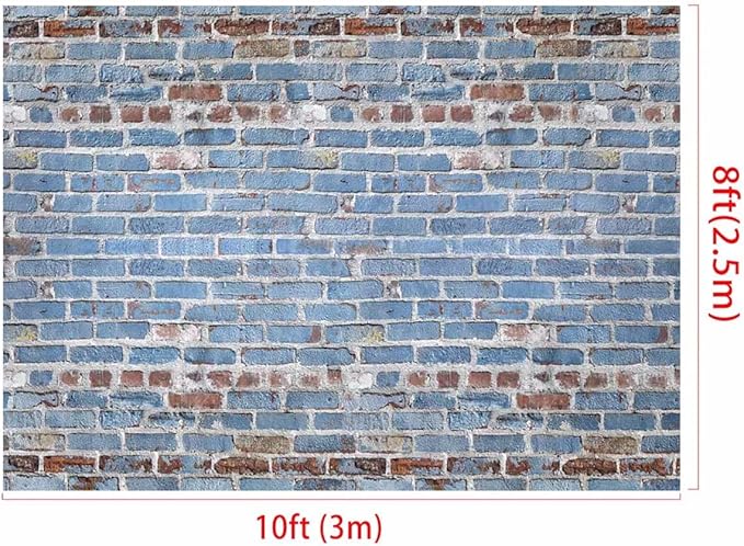Kate 10x8ft Brick Wall Backdrop for Photography Blue Brick Photo Background Birthday Party Decoration
