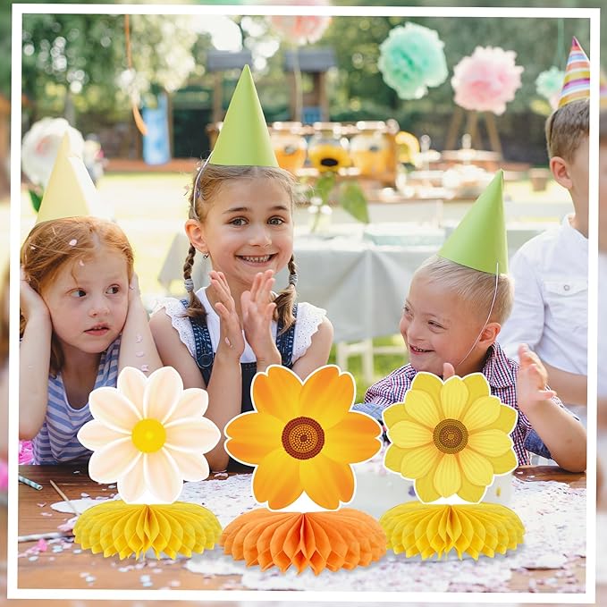 9 Pieces Spring Flower Centerpieces for Tables, Honeycomb Spring Birthday Party Decorations, Baby Shower Centerpieces for Girls, Spring Decorations for Office, Mothers Day Decorations