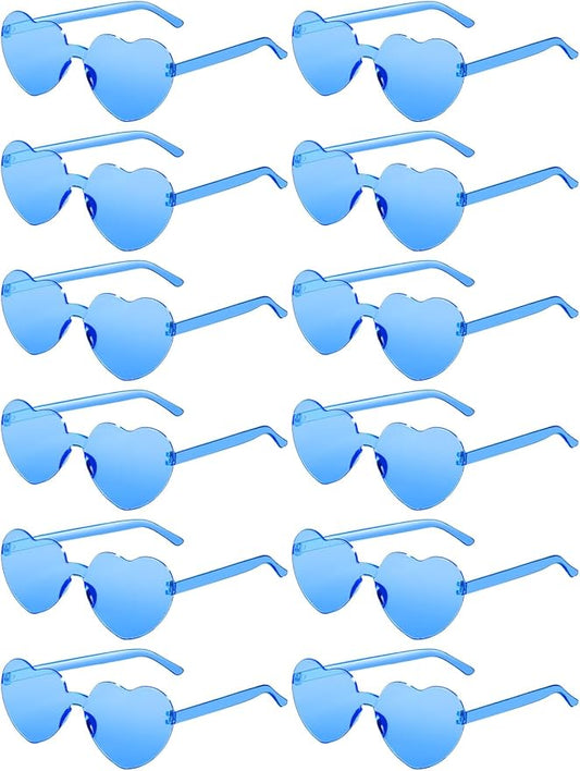 12 Pairs Heart Shaped Sunglasses for Women Colorful Glasses Fun Trendy Transparent Heart Sunglasses Party Favor