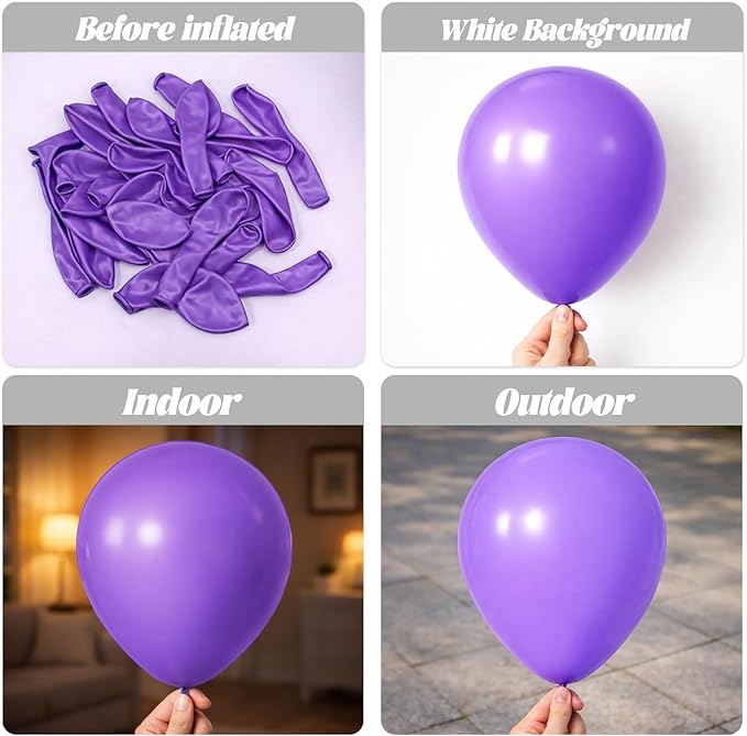 Voircoloria 105pcs Purple Balloons 12inch Party Latex Balloons for Birthday Baby Shower Halloween Wedding Valentine's Day Party Bachelorette Decorations
