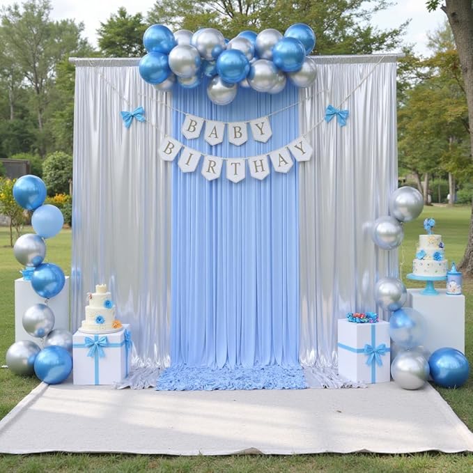 40ft x 10ft Silver Sequin Backdrop Curtain for Parties, Wrinkle Free Thick Glitter Photo Backdrop Drapes 8 Panels 5x10FT Back Drop Cloth Shiny Fabric for Wedding Birthday Photography Background