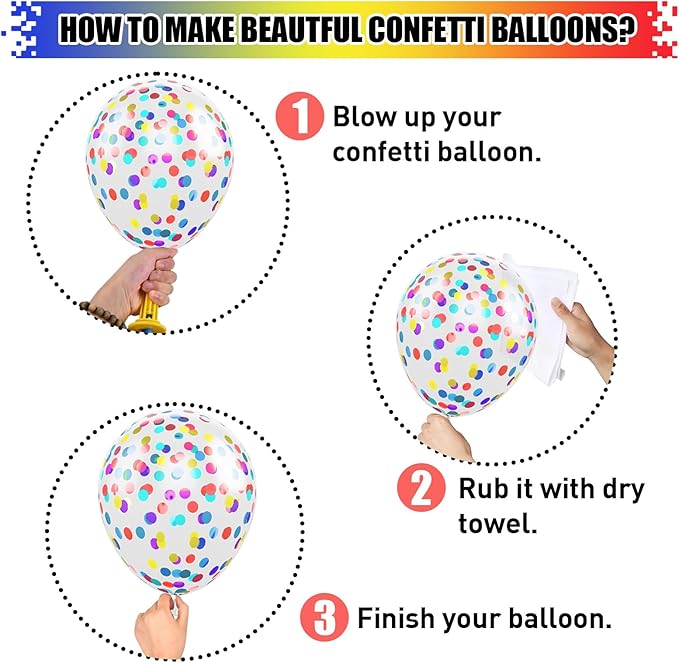 Colorful Balloons Rainbow Assorted Colors Balloons Set 12Inch Red Blue Yellow Green Pink Purple Orange Latex Party Balloon with Multicolor Confetti Balloon for Birthday Carnival Party Decorations