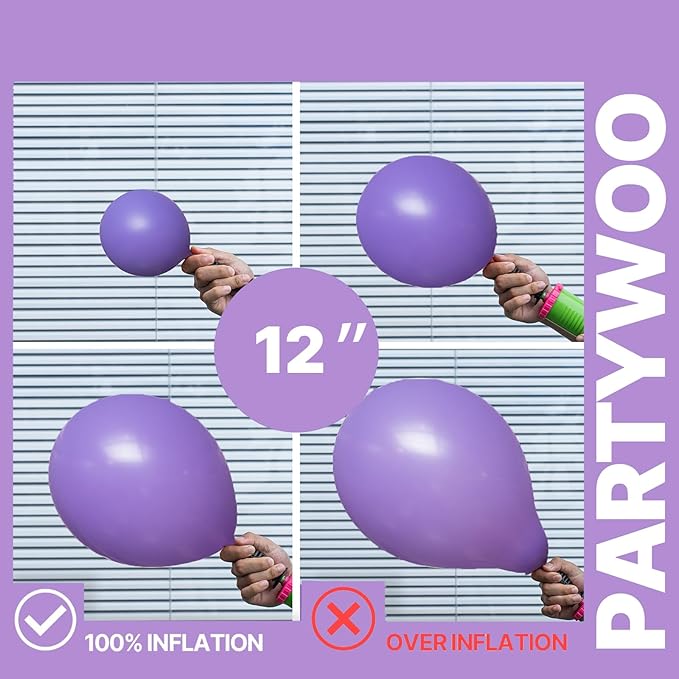 PartyWoo Purple Balloons 66pcs 12 Inch Light Pastel Dark Metallic Purple Lilac Lavender Confetti Balloons for Graduation Baby Shower Birthday Wedding Anniversary Butterfly Princess Party Decorations