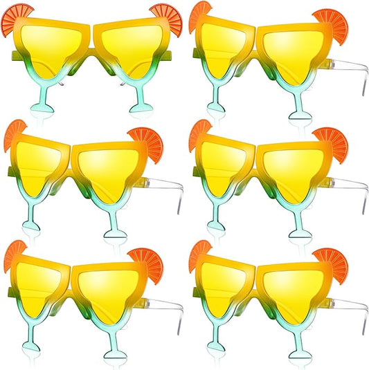 6 Pcs Margarita Funny Sunglasses Party Decor Eyeglasses Hawaiian Sunglasses for Summer Beach Luau Tropical Party(Yellow-green)