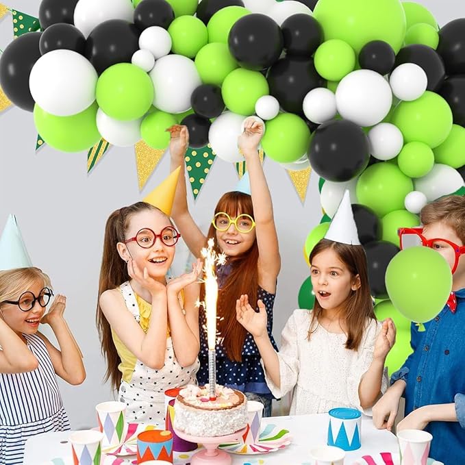 Lime Green Black Balloon Garland Arch Kit - Lime Green Black Balloons White Balloons Video Game Party for Soccer Gamer Birthday Baby Shower Graduation Wedding Party Decorations