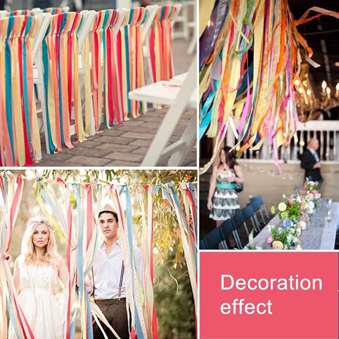 Handmade Party Garland Hanging Decorations Preassembled Colorful Ribbon Tassel Garland Fabric Shabby Chic Banner for Wedding Bachelorette Baby Shower Birthday 40 Inches(L) X 14 Inches(H)