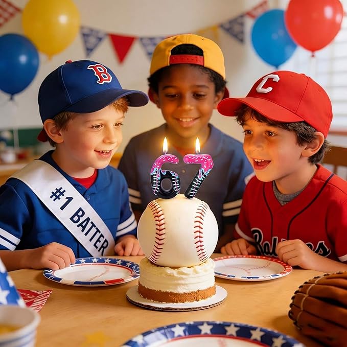 Conelist Ice Cream Drip Baseball Birthday Candle Number 67 Baseball Candle Ice Cream Drip 6 7 Birthday Decorations Cake Toppers for Sport Team Anniversary Party Decorations Gift