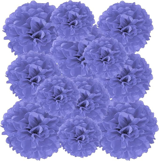 PATIKIL 8" 10" 12" Tissue Paper Pom Poms, 12PCS Pom Poms Paper Flowers Ball Tissue Paper Flowers Assorted Size for Wedding Bridal Shower Birthday Party Backdrop Decoration, Purple