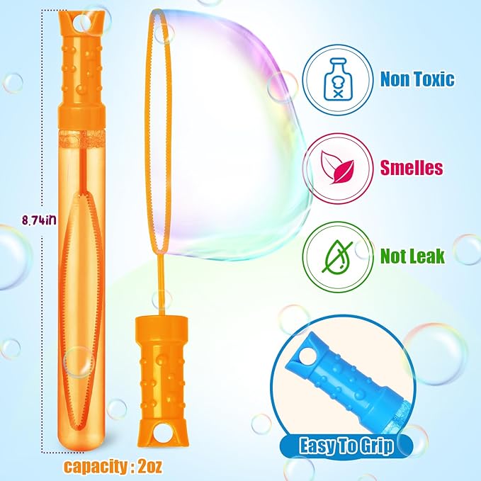 Bubble Wand, 36 Pcs Bubble Wands Bulk in 6 Colors, Bubble Party Favors for Kids, Summer Toys, Indoor Outdoor Activity, Themed Birthday, Wedding, for Girls & Boys