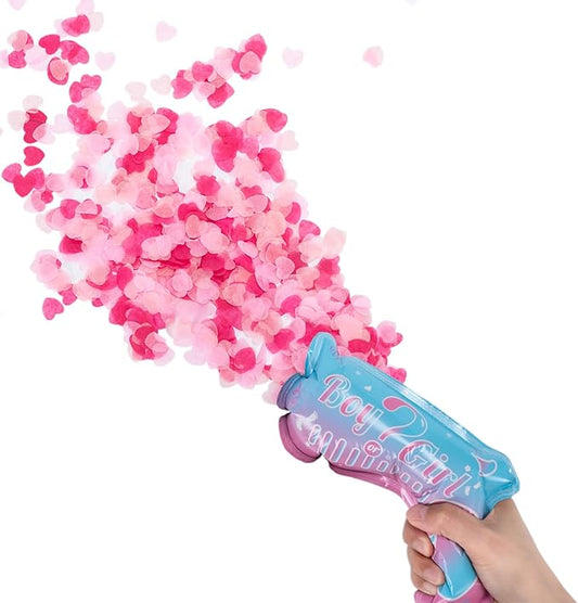 Gender Reveal Confetti Balloon Salute Gun, He or She (Set of 10) Baby Boy or Girl Party Supplies Decoration (10 Pink)