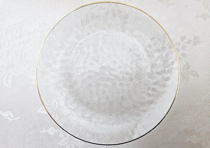 " OCCASIONS " 100 Plates Pack (50 Guests) Wedding Party Disposable Plastic Plate Set -50 x 10'' Dinner + 50 x 7'' Salad/dessert plates (Coastal Clear & Gold)