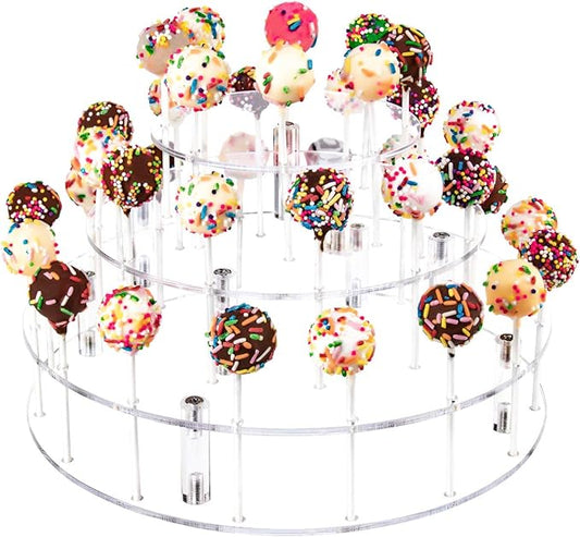 YestBuy Cake Pop Display Stand, 36 Hole Cake Pop Holder, Lollipop Holder for Weddings, Birthday Parties, Anniversaries Gift, Halloween, Christmas Candy Decorative (Clear)