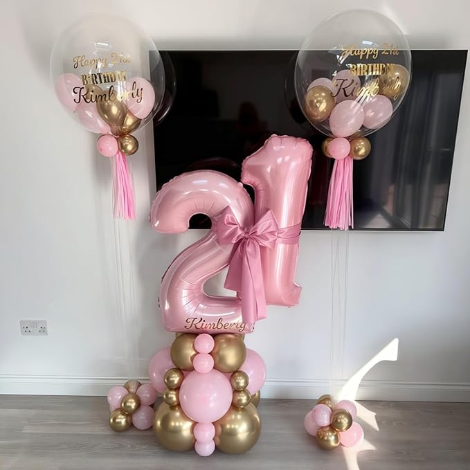 40 Inch 20th Birthday Balloon for Women - Pastel Pink Mylar Self Inflating 20 Balloon Numbers, Big 2 & 0 Helium Foil Birthday Party Decor