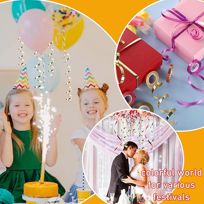 45 Roll Curling Ribbon for Gift Wrapping Shiny Ribbons Metallic Balloon Ribbon for Crafts Bows Presents Florist Wedding Party Festival Art Craft Decor, 11 Yards Per Roll, 3/16 Inch Wide 3/16" - Set3