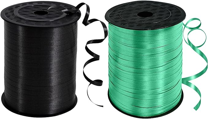 TONIFUL 500 Yards Curling Ribbon-Balloon Ribbon-Balloon String for Art&Craft Decor,Gift Wrapping,Ribbons and Bows for Christmas New Year Birthday Gifts Graduation Supplies (Black Green)