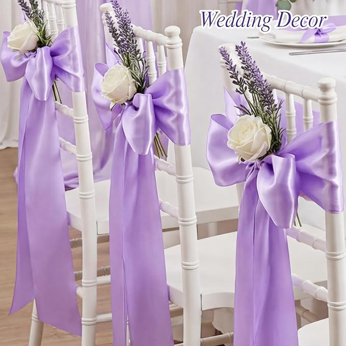 woric Light Purple Ribbon 1 1/2 Inch 50 Yards Solid Fabric Lavender Satin Ribbon for Mothers Day Flower Bouquet Gift Wrapping Wedding Party Vase Decorations