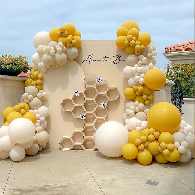 Awenztech 110pcs Mustard Yellow Balloons, 18 12 10 5 inch Mustard Balloons Different Sizes Yellow Balloon Garland for Baby Shower Sunflower Thanksgiving Fall Birthday Party Decorations
