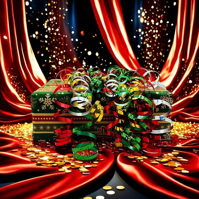 Curling Ribbon Assortments for Arts and Crafts, Balloons Ribbon, for Bouquets, Wedding, Birthday Decoration, and for Gift Wrapping (Gold Silver Red Green)
