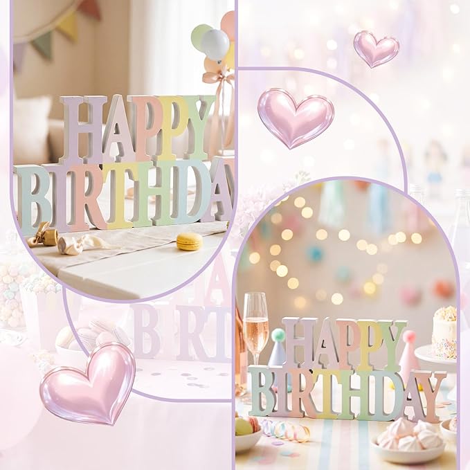 Novabright Happy Birthday Sign Centerpieces for Table Birthday Party Decorations for Women Bday Birthdays Themed Celebration Party Supplies(Pastel,No Glitter)