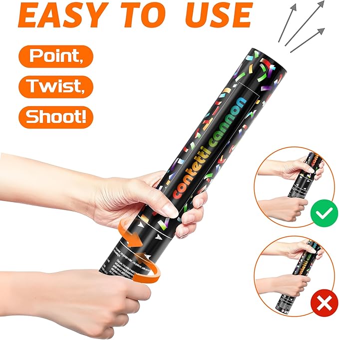 6 Pack Biodegradable Confetti Cannon Poppers, Confetti Shooter, Party Popper for Celebration, Birthday, Graduation, New Year's Eve Party