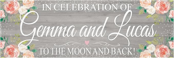 Let's Make Memories Personalized Banner - Wedding, Anniversary, Engagement Party Decorations - Customized Banner - Any Text - Indoor/Outdoor Vinyl - Rustic Celebration - Gray - 8 ft